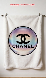 Chanel Holographic Iridescent Logo Flannel Throw Blanket IMG_7300